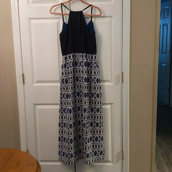 J. Crew blue white maxi dress w/slit on one side - Picture 5 of 6
